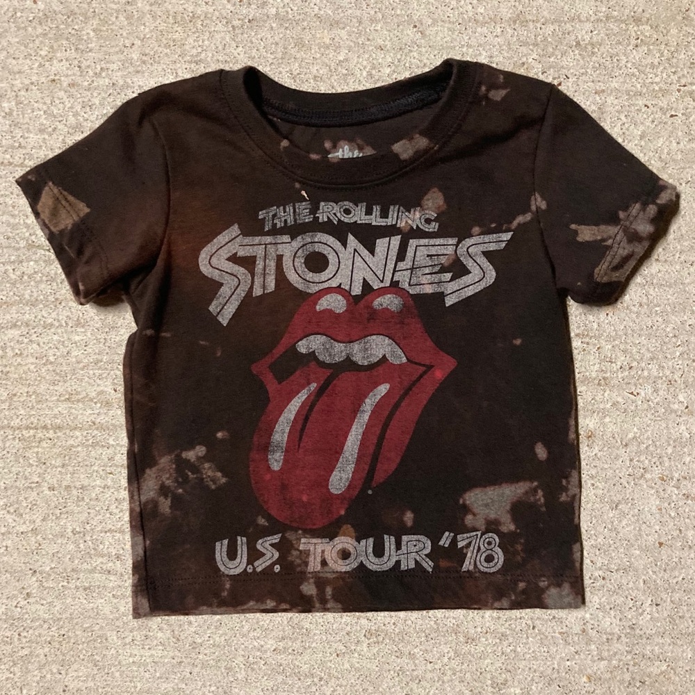 Up-Cycled Toddler Rolling Stones Bleached T-Shirt